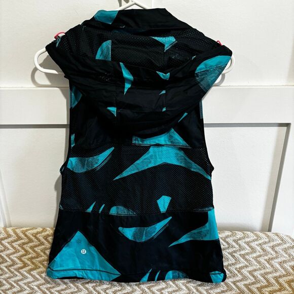 Lululemon Athletica Women's Pack-It Hooded Packable Vest Blue Black Size 4 - Picture 7 of 10